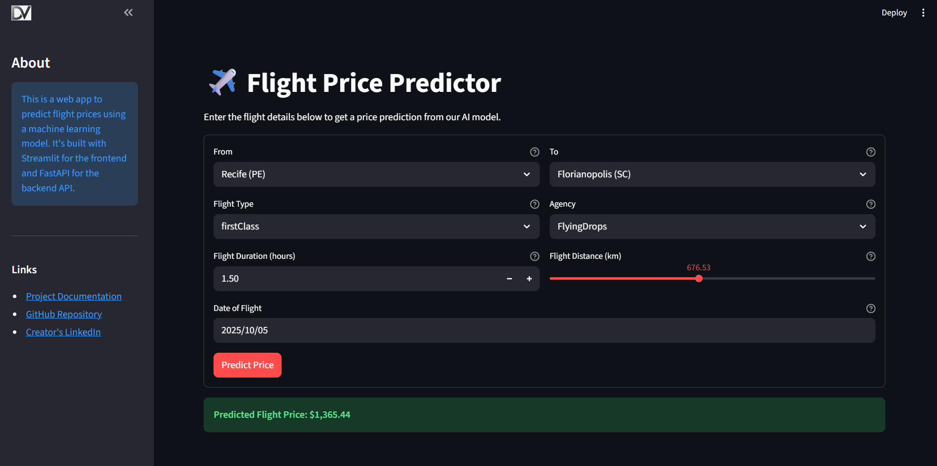 Streamlit UI Screenshot